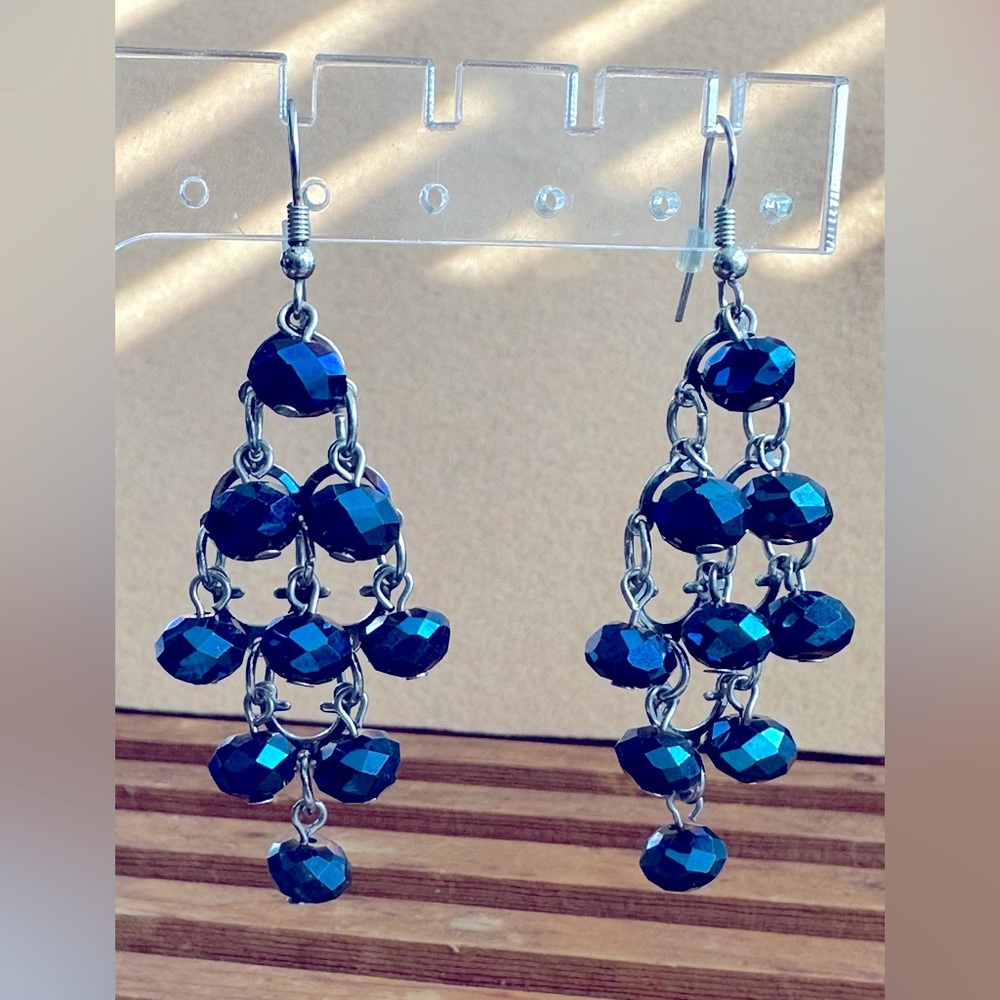 Blue Beaded Earrings
